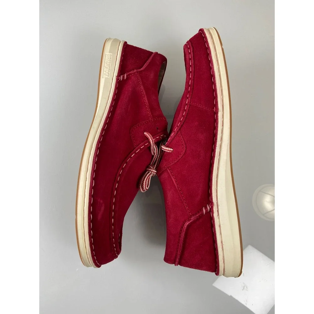 Birkenstock Men's US 12 EU 45 Pasadena Red Suede Veloursleder‎ Lace Up Shoes NEW